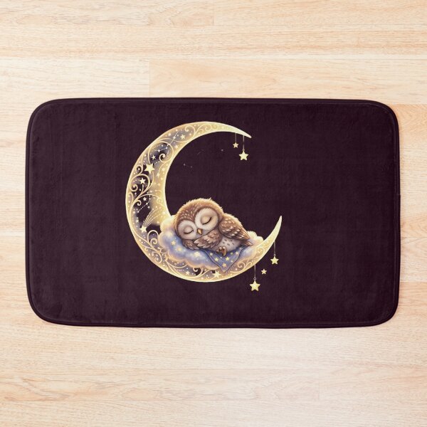 Item preview, Dreamy Watercolor Owl Sleeping on Crescent Moon designed and sold by kchechare09art.