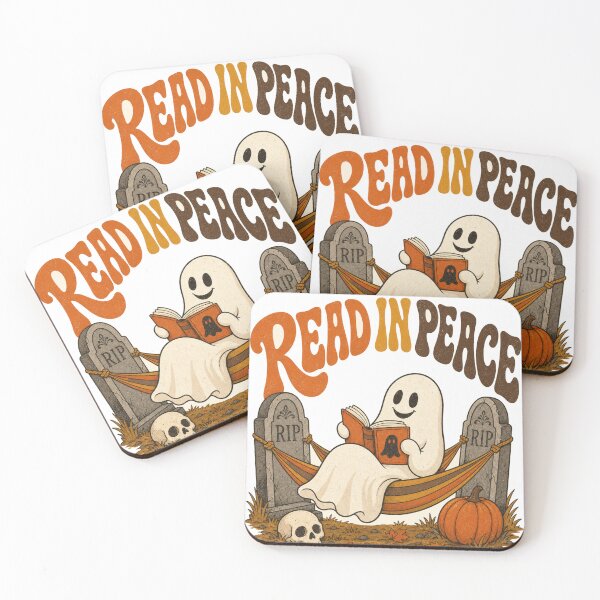 Item preview, Read in Peace Retro Ghost reads book in cemetery designed and sold by BoosterShop.