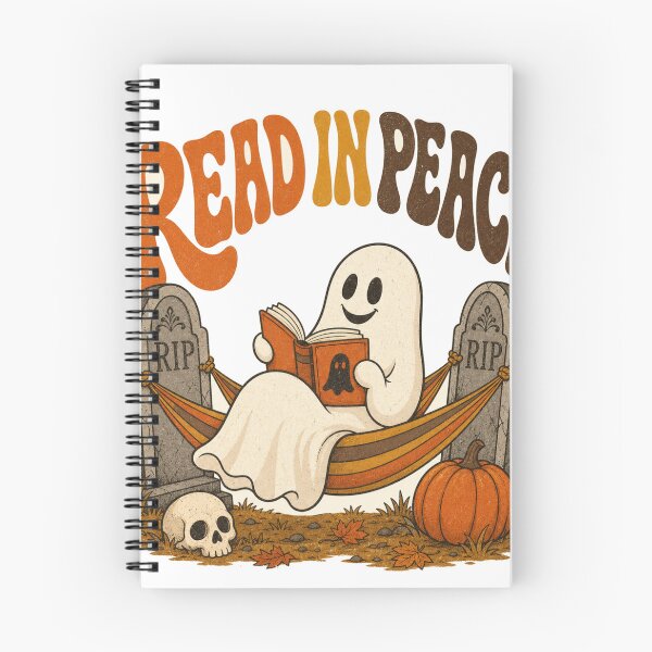 Item preview, Read in Peace Retro Ghost reads book in cemetery designed and sold by BoosterShop.