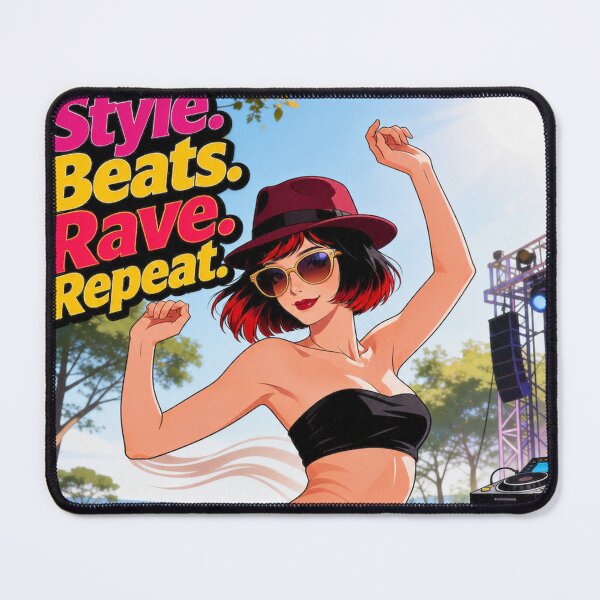 Item preview, Style Beats Rave Repeat Retro Festival Girl Art designed and sold by Hen-C-Art.