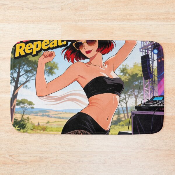 Item preview, Style Beats Rave Repeat Retro Festival Girl Art designed and sold by Hen-C-Art.