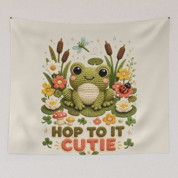 Item preview, Hop To It Cutie Cute Crochet Frog Funny Amphibian Lover Gift designed and sold by Panom Suavichien.