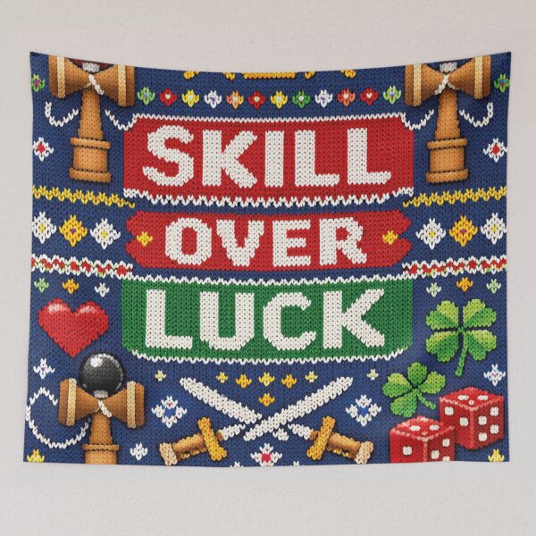 Item preview, Skill Over Luck Kendama Knitting Pattern Saying designed and sold by Mauswohn.