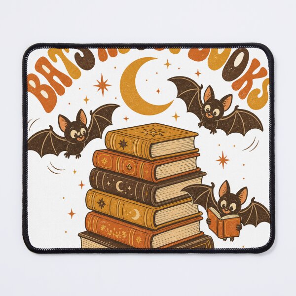 Item preview, Bats About Books Retro Bats with Stack of Books designed and sold by BoosterShop.
