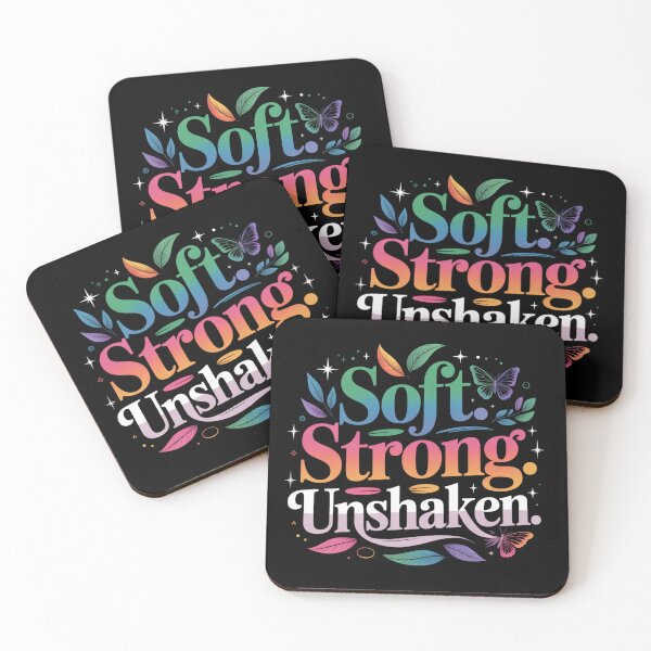 Item preview, Soft. Strong. Unshaken. Colorful Inspirational Typography Quote Motivational Aesthetic Gift designed and sold by Aarvya Fashion Club ( A.F.C ).