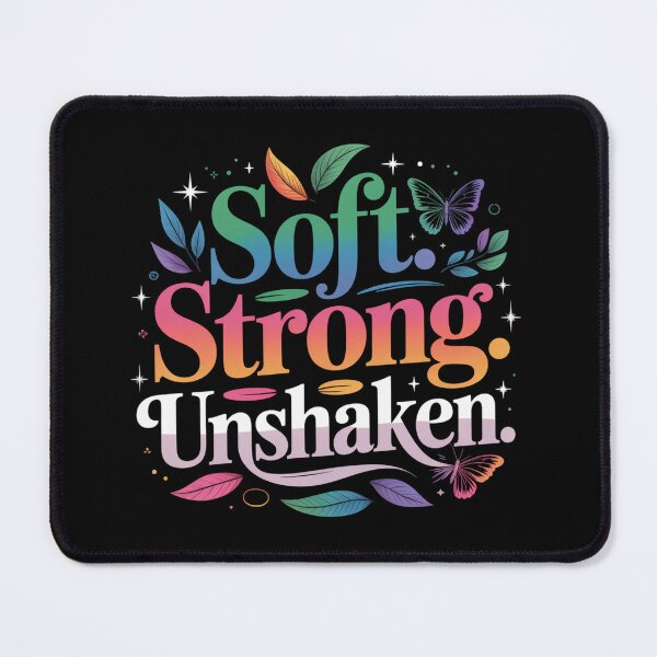 Item preview, Soft. Strong. Unshaken. Colorful Inspirational Typography Quote Motivational Aesthetic Gift designed and sold by Aarvya Fashion Club ( A.F.C ).