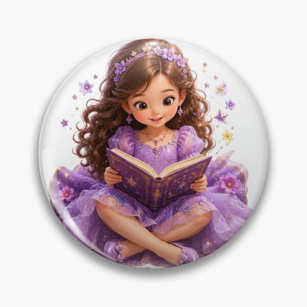 Item preview, Cute Purple Fairy Princess Reading Magic Book Sticker | Kawaii Fantasy Girl Floral Die Cut designed and sold by KeerthiCuteFind.
