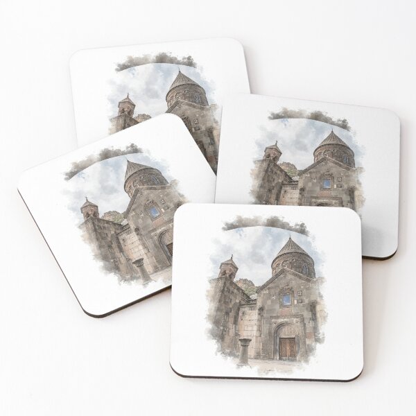 Item preview, Geghard Monastery Armenia Watercolor Art – Ancient Armenian Architecture Illustration designed and sold by NareArt.