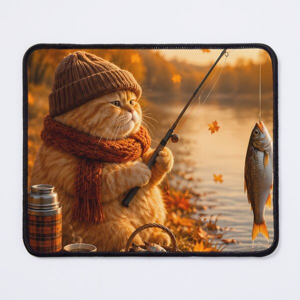 Item preview, Cozy Autumn Fisherman Cat designed and sold by Moodprint5.