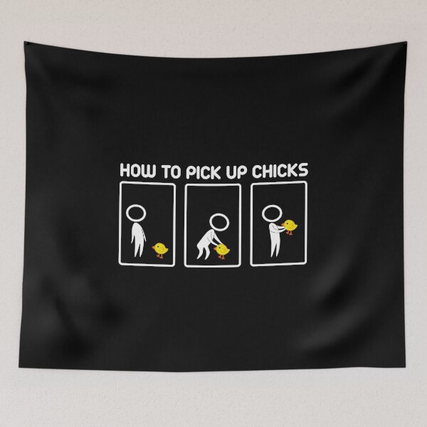 Item preview, How To Pick Up Chicks Funny Stylized Cartoon Pun designed and sold by spellmadebylee.