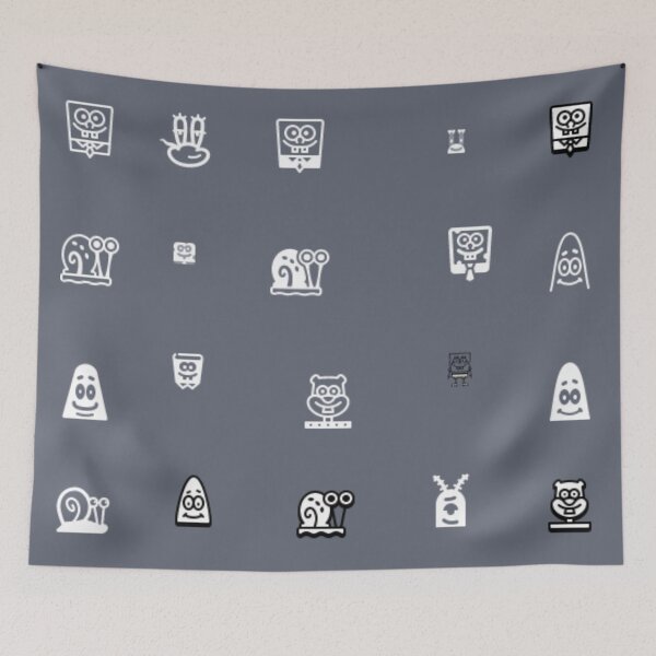 Item preview, Minimalist Monochrome Ocean Friends Pattern - Black & White Cartoon Icons designed and sold by Yasmine Mohammed.