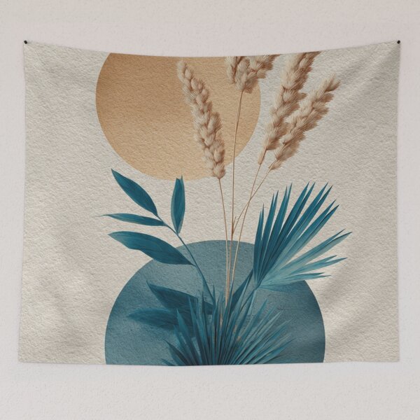Item preview, Boho Chic Sun - Minimalist Petrol Blue Beige Design designed and sold by DkSpirit.