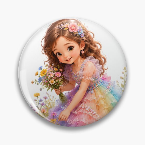 Item preview, Cute Rainbow Princess Flower Garden Sticker | Kawaii Fairy Girl Floral Dress Die Cut designed and sold by KeerthiCuteFind.