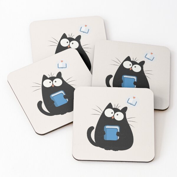 Item preview, Cute Reading Black Cat Art designed and sold by Moodprint5.