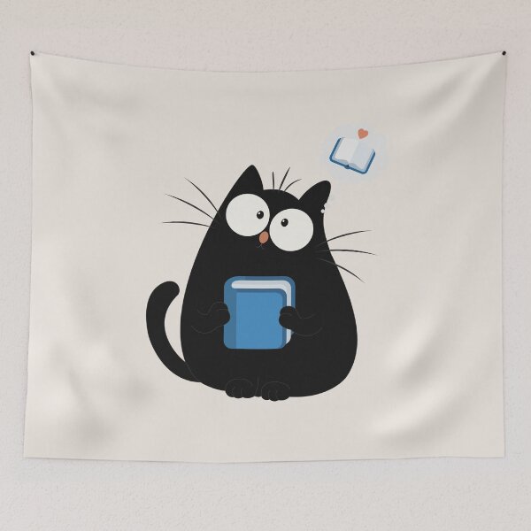 Item preview, Cute Reading Black Cat Art designed and sold by Moodprint5.