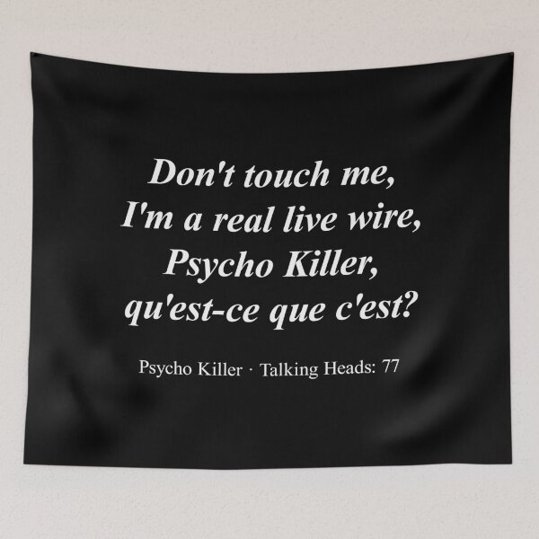 Item preview, Talking Heads Psycho Killer Chorus White Italic Serif Type designed and sold by nessismore.