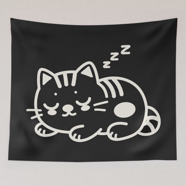 Item preview, Kawaii Sleeping Chubby Cat Art designed and sold by Moodprint5.