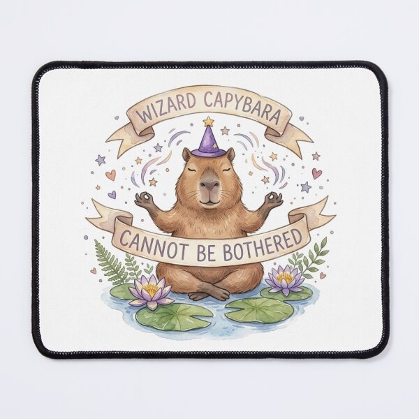 Item preview, Wizard Capybara Cannot Be Bothered Funny Yoga Zen Chill designed and sold by DreamyBrushArt.