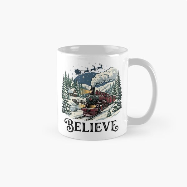 Item preview, Vintage Christmas Train Believe Retro Holiday Season Winter Wonderland Steam Locomotive Art designed and sold by raedattia.