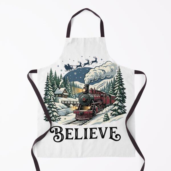 Item preview, Vintage Christmas Train Believe Retro Holiday Season Winter Wonderland Steam Locomotive Art designed and sold by raedattia.