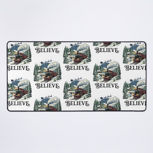 Item preview, Vintage Christmas Train Believe Retro Holiday Season Winter Wonderland Steam Locomotive Art designed and sold by raedattia.