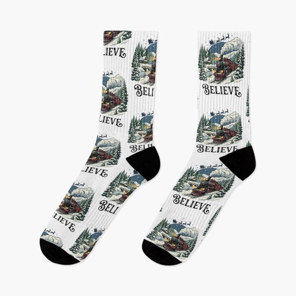 Item preview, Vintage Christmas Train Believe Retro Holiday Season Winter Wonderland Steam Locomotive Art designed and sold by raedattia.