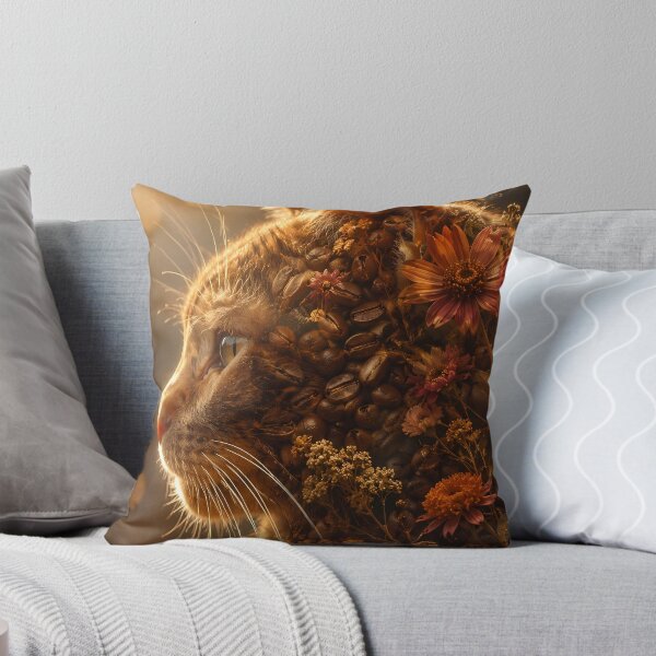 Item preview, Cozy Coffee Cat Autumn Floral Art designed and sold by Moodprint5.