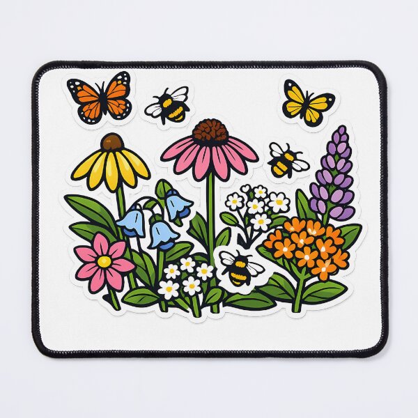 Item preview, Native Prairie Wildflowers Pollinator Garden Botanical Art, Illustration designed and sold by StickerinoShop.