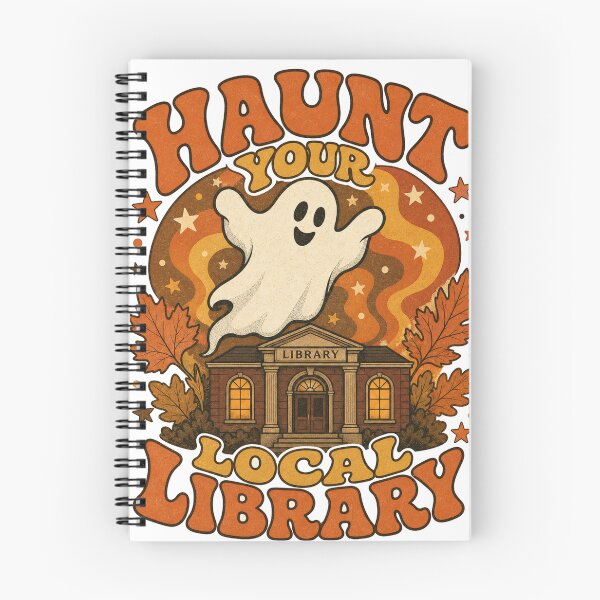 Item preview, Haunt Your Local Library: Retro Ghost over Library designed and sold by BoosterShop.