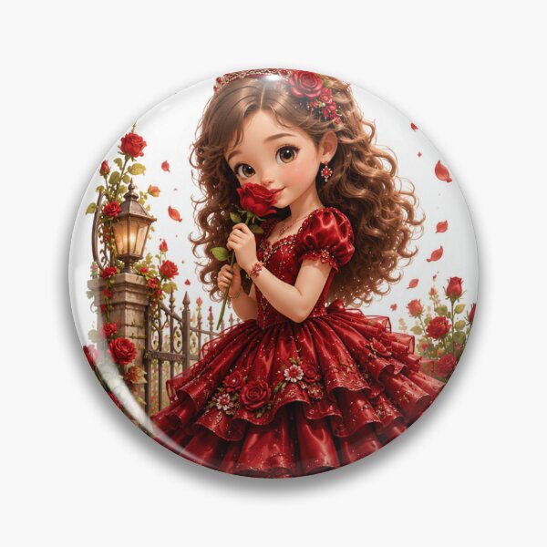 Item preview, Cute Red Rose Princess Sticker | Kawaii Fantasy Girl in Crimson Floral Dress Die Cut designed and sold by KeerthiCuteFind.