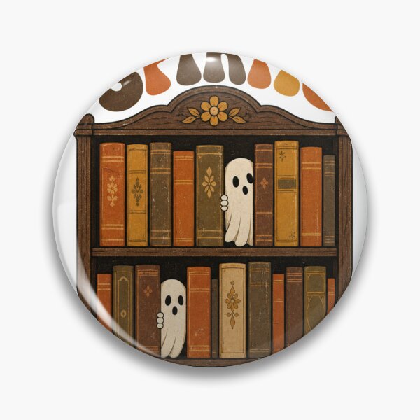 Artikelvorschau, Spines and Spirits Retro Bücherregal mit Geistern entworfen und verkauft von BoosterShop.