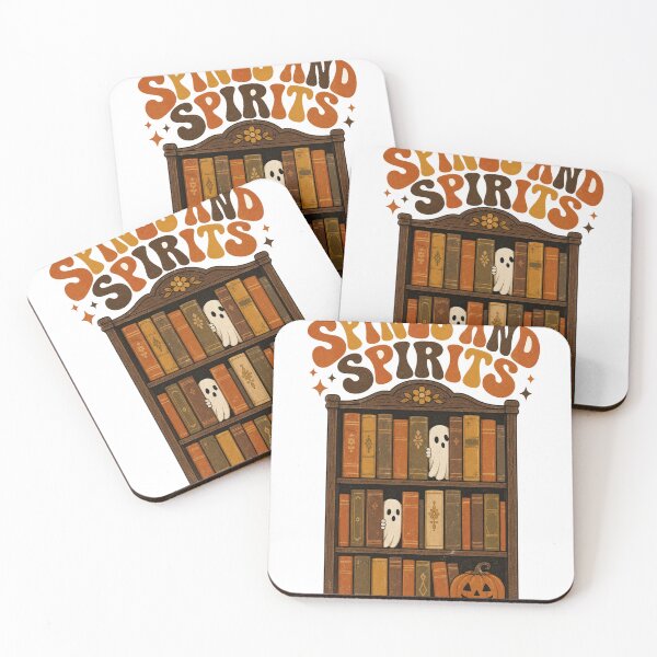 Item preview, Spines and Spirits Retro Bookshelf with Ghosts designed and sold by BoosterShop.