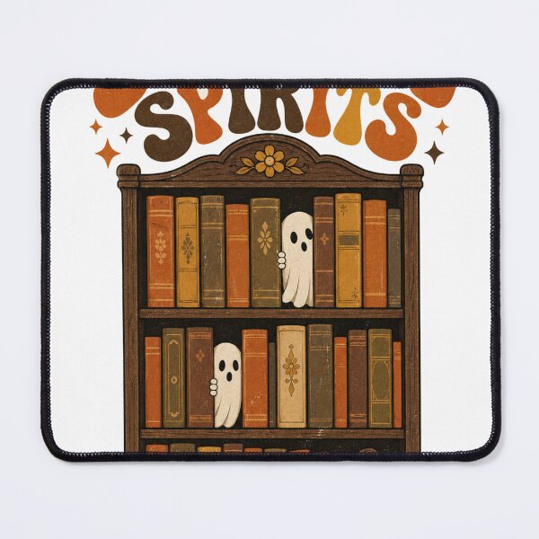 Item preview, Spines and Spirits Retro Bookshelf with Ghosts designed and sold by BoosterShop.