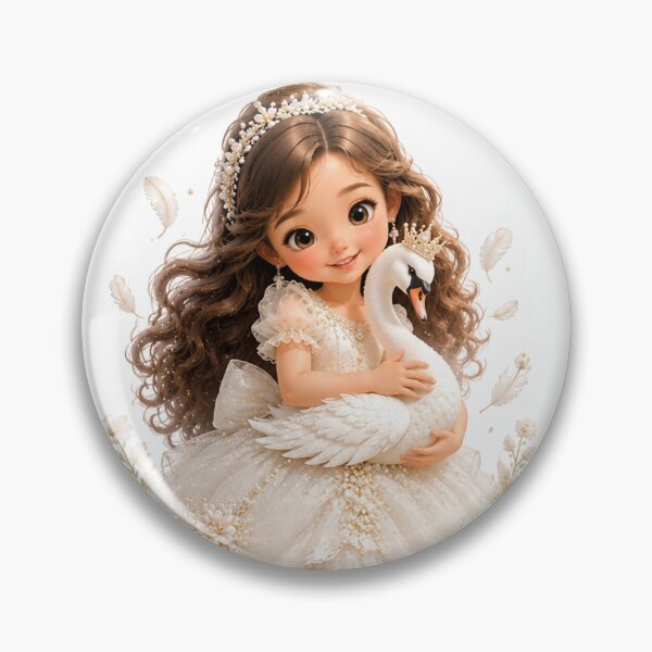 Item preview, Cute White Swan Princess Sticker | Kawaii Fantasy Girl with Royal Swan Die Cut designed and sold by KeerthiCuteFind.