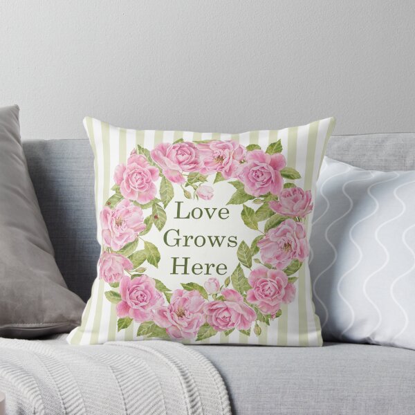 Item preview, Love Grows Here Pink Roses Watercolor Floral Art designed and sold by GabrielleStudio.
