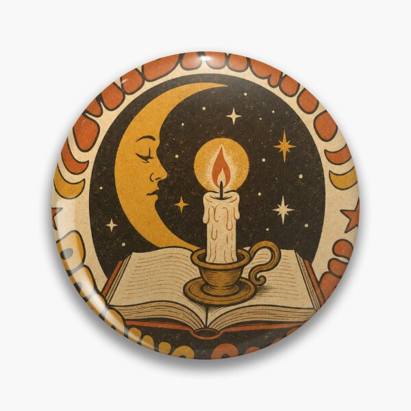 Item preview, Midnight Reading Society Retro Emblem Moon and Candle designed and sold by BoosterShop.