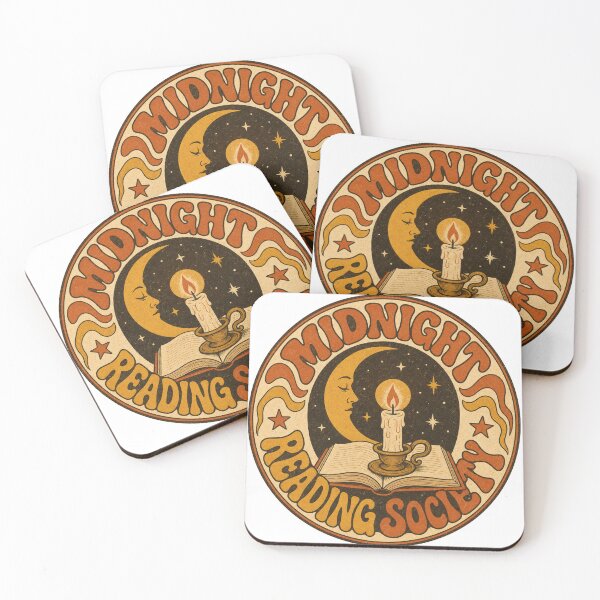 Artikelvorschau, Midnight Reading Society Retro Emblem Mond und Kerze entworfen und verkauft von BoosterShop.