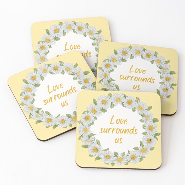 Item preview, Daisy Circle with quote-Love Surrounds Us- Watercolor Illustration designed and sold by GabrielleStudio.