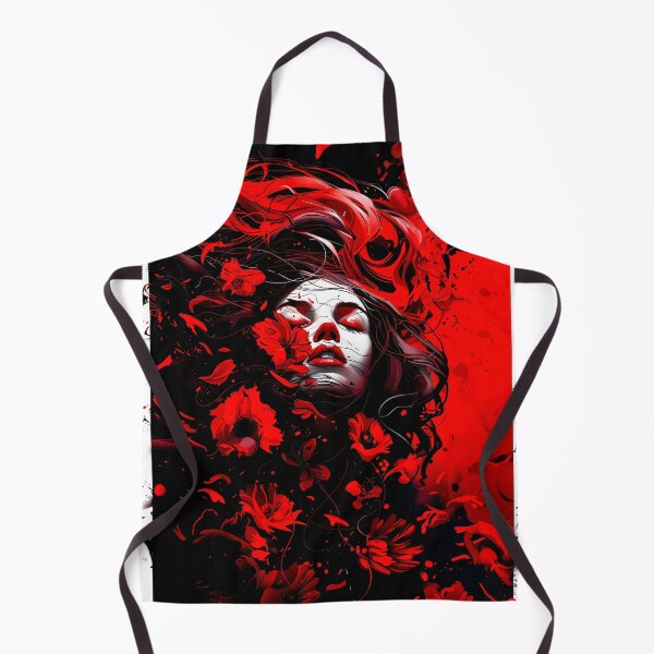Item preview, red black floral portrait digital artwork designed and sold by dejco.art.