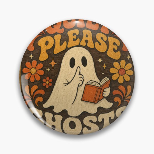 Item preview, Quiet Please Ghosts Reading Retro Library Sign designed and sold by BoosterShop.