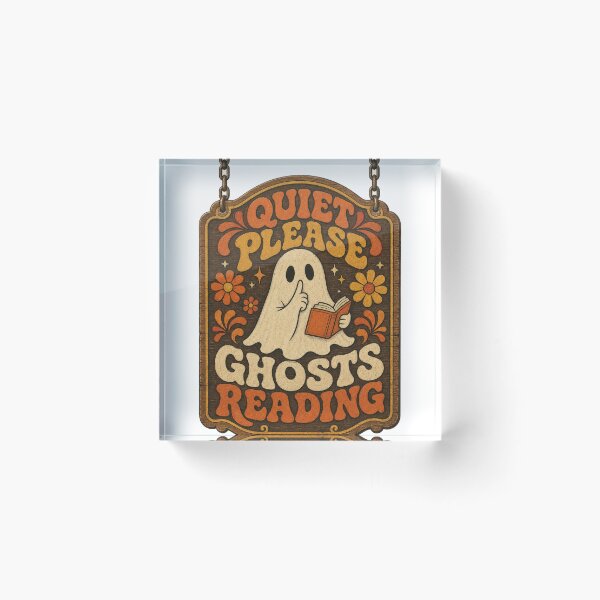 Artikelvorschau, Quiet Please Ghosts Reading Retro Bibliotheksschild entworfen und verkauft von BoosterShop.