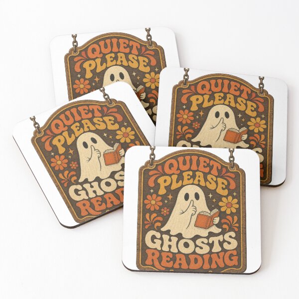 Artikelvorschau, Quiet Please Ghosts Reading Retro Bibliotheksschild entworfen und verkauft von BoosterShop.