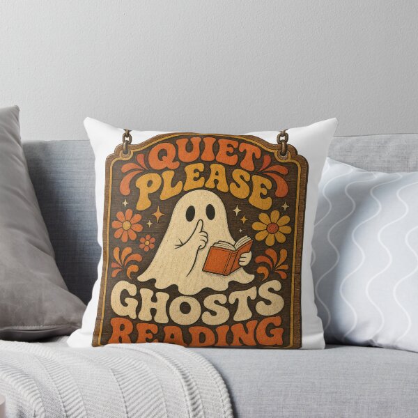 Item preview, Quiet Please Ghosts Reading Retro Library Sign designed and sold by BoosterShop.
