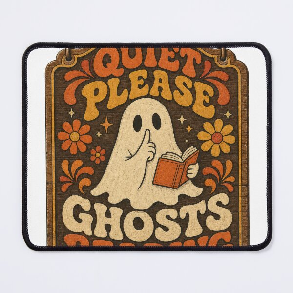 Item preview, Quiet Please Ghosts Reading Retro Library Sign designed and sold by BoosterShop.