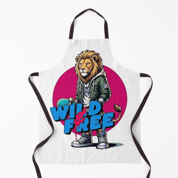 Item preview, "Wild and Free" typography with a lion with a skateboard  designed and sold by vikyky.