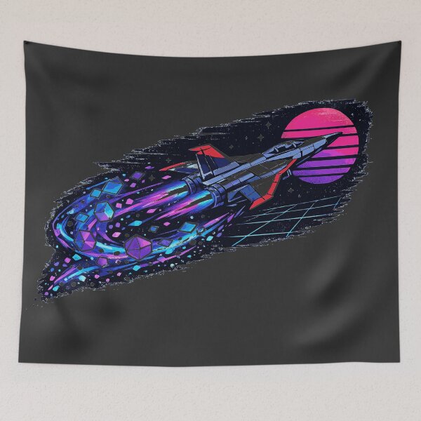 Item preview, Synthwave Vintage Anime Spaceship Warp Trail designed and sold by KungPowUnicorn.