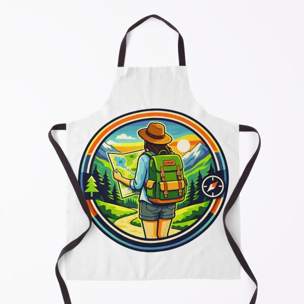 Item preview, Vibrant Outdoor Adventure Badge – Female Traveler Hiking Design designed and sold by GabeMountainArt.