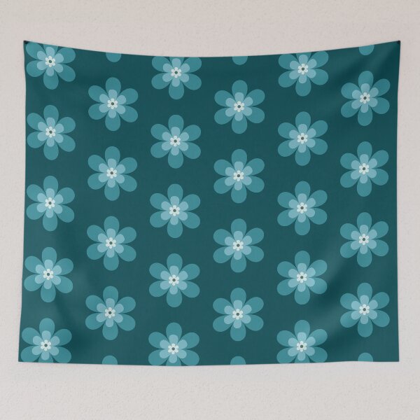 Item preview, Retro Teal Mid Century Modern Flower Pattern designed and sold by Jyoti-Quotes.