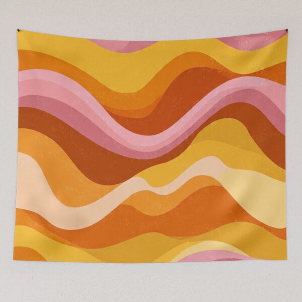 Item preview, Psychedelic Waves 70s - Retro Pattern Orange Mustard Pink designed and sold by DkSpirit.