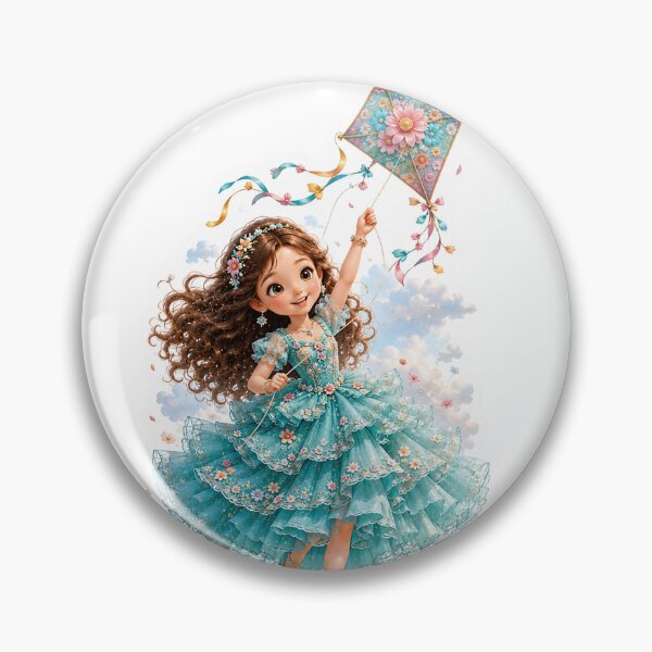 Item preview, Cute Spring Girl Flying Floral Kite Sticker | Kawaii Fantasy Princess | Whimsical Garden Art designed and sold by KeerthiCuteFind.